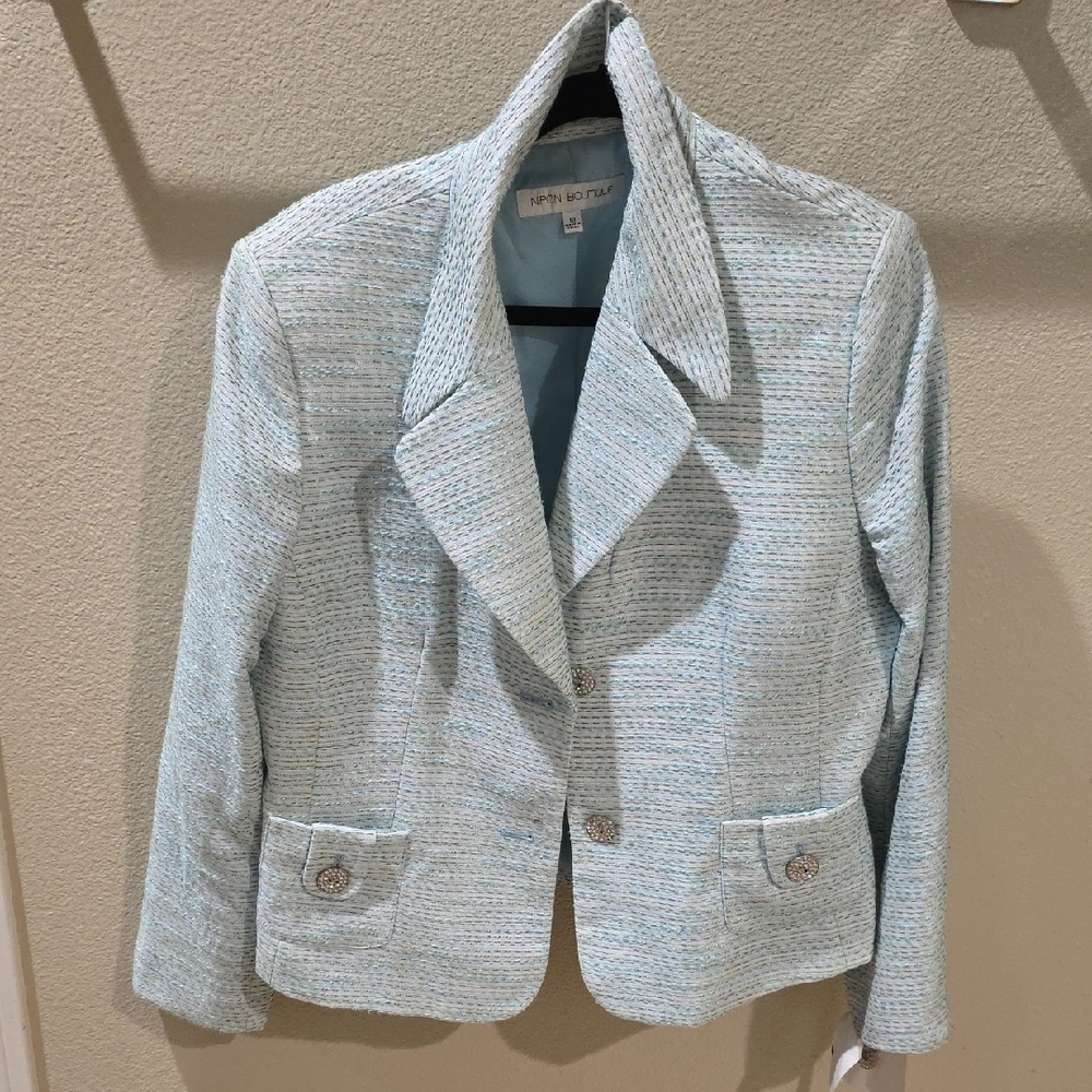Nipon Boutique Light Blue Textured Blazer